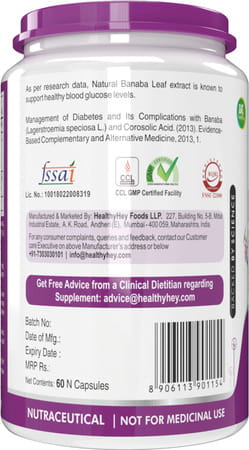 Healthyhey Nutrition Banaba Leaf Extract 60 Capsules