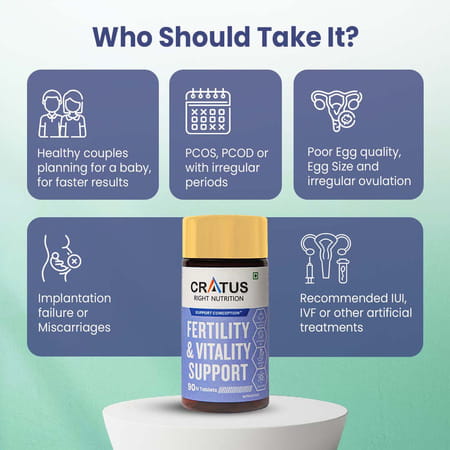 Cratus Nutrition Infertility Tablets With Natural Blend For Female Reproductive Health 360 Tablets