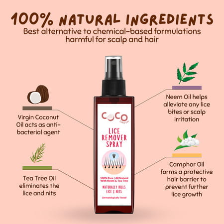 Coco Crush Ayurvedic Anti Lice Hair Spray | Kills Lice/Eggs/Nits | 100% Naturally - 100ml