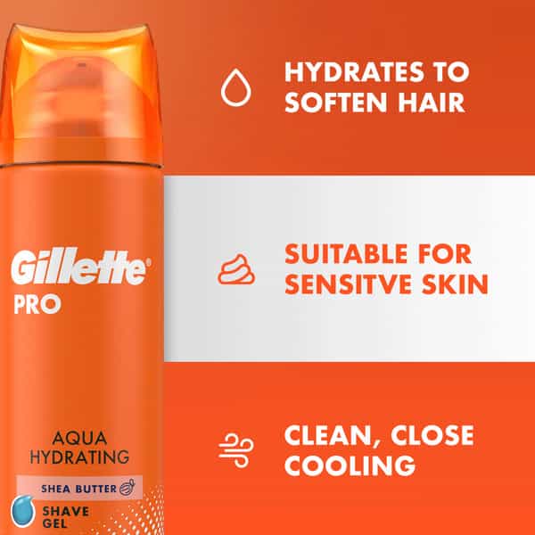 Gillette Pro Shaving Gel Aqua Hydrating With Shea Butter-200Ml