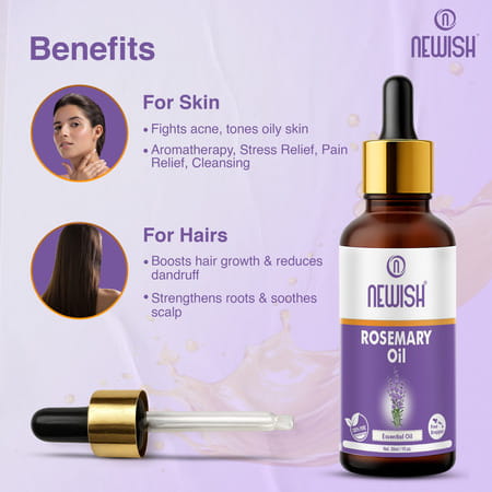 Newish Rosemary Essential Oil For Hair Growth Skin Therapeutic Grade And Diffuser Aroma 30Ml