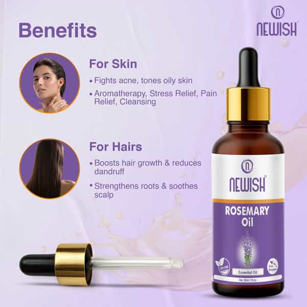 Newish Rosemary Essential Oil For Hair Growth Skin Therapeutic Grade And Diffuser Aroma 30Ml