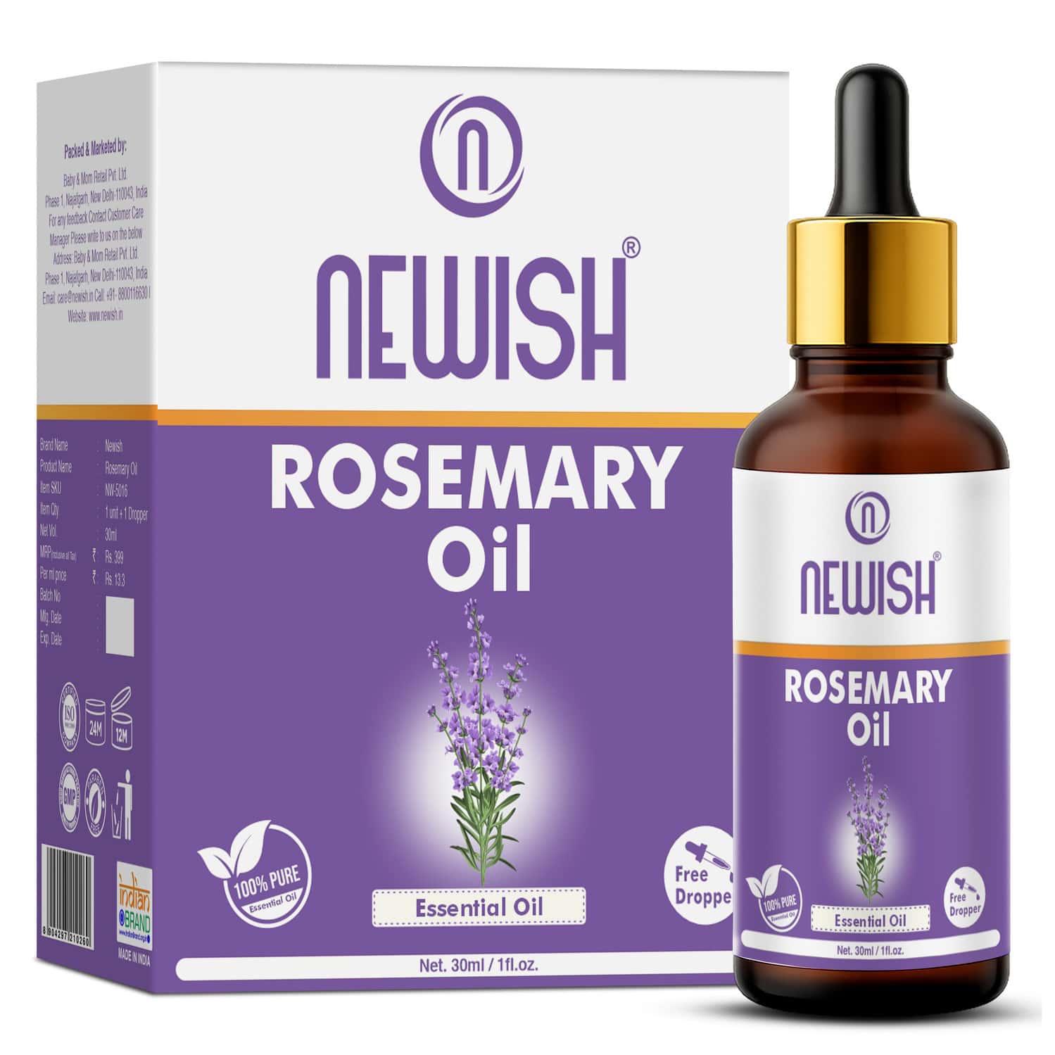Newish Rosemary Essential Oil For Hair Growth Skin Therapeutic Grade And Diffuser Aroma 30ml