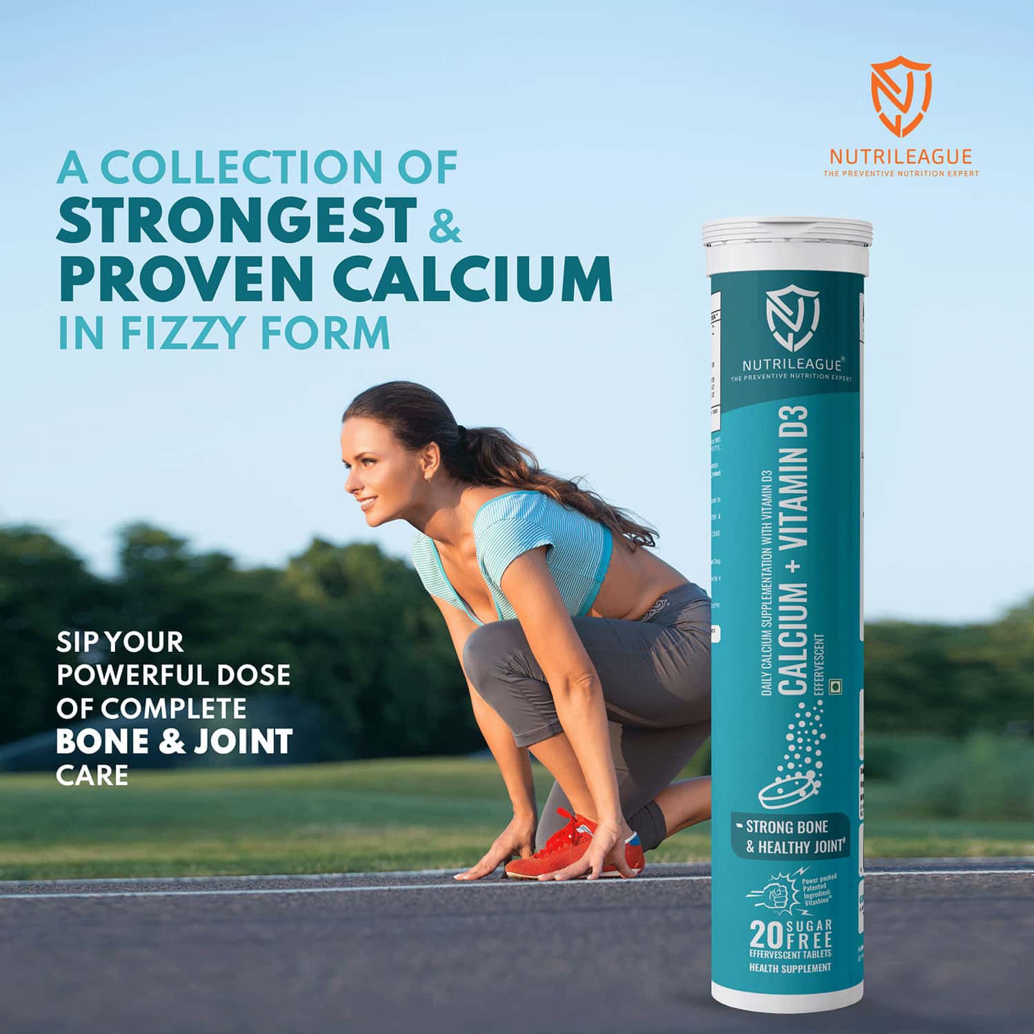 Buy NUTRILEAGUE CALCIUM + VITAMIN D3 EFFERVESCENT TABLET PACK OF 20