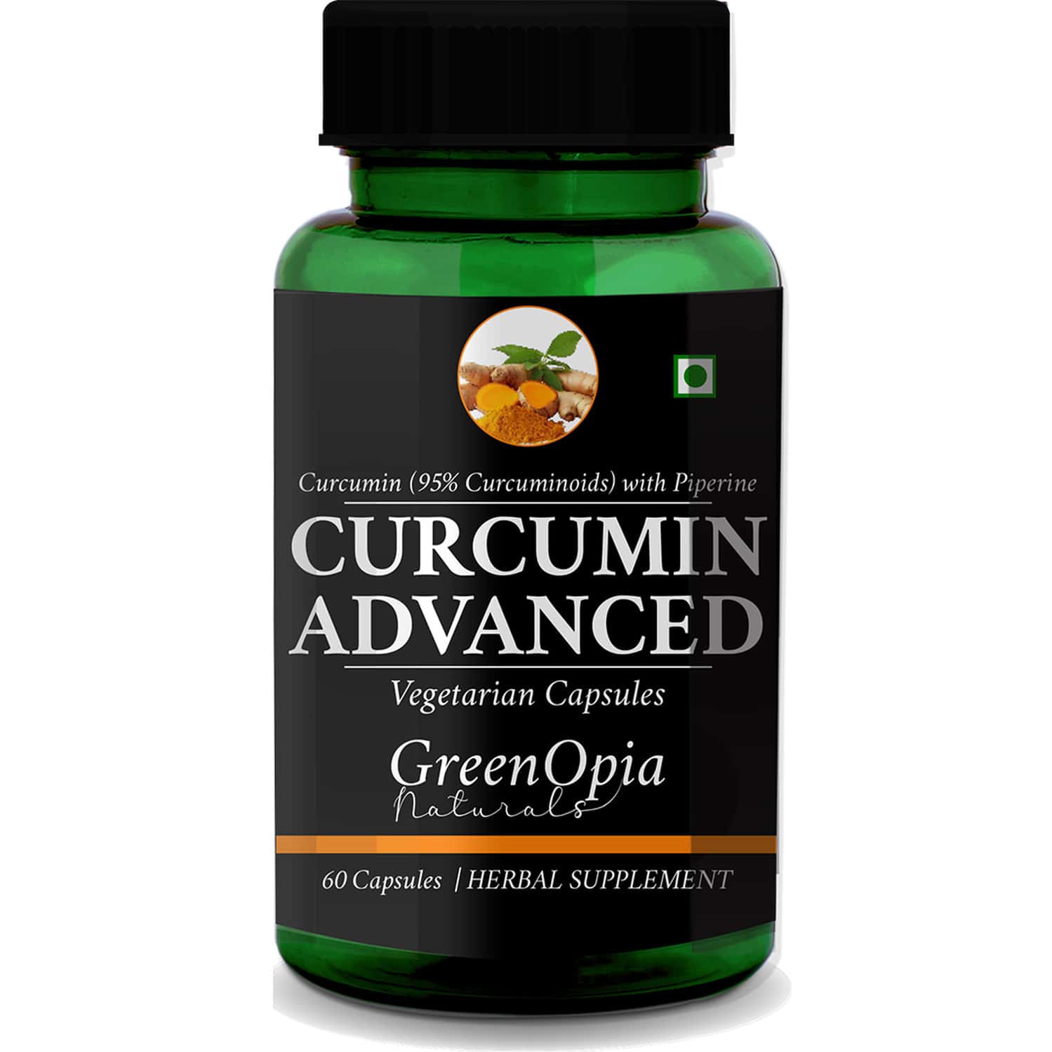 Greenopia Curcumin Advanced Curcumin C3 Complex With Piperine Extract 60 Vegetarian Capsules