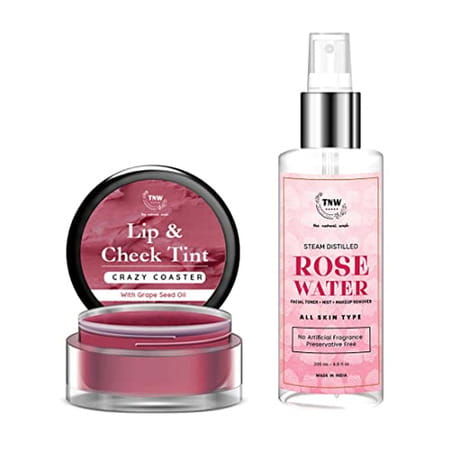 Tnw-The Natural Wash Lip Care Combo With Crazy Coaster Lip & Cheek Tint And Rose Water
