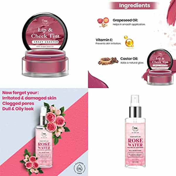 Tnw The Natural Wash Lip Care Combo With Crazy Coaster Lip & Cheek Tint And Rose Water
