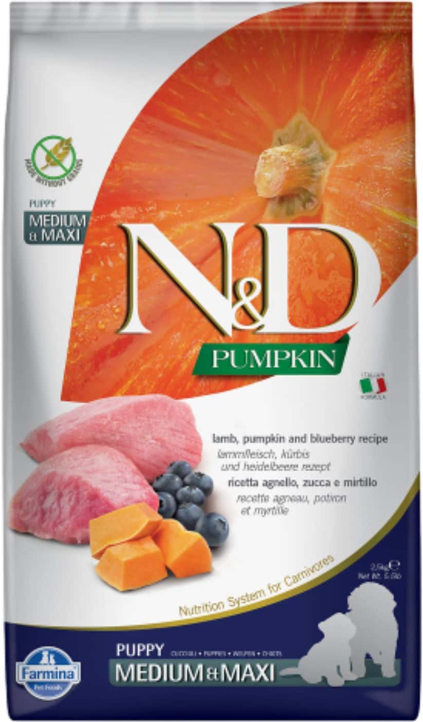 Farmina N&d Pet Foods Pumpkin Dry Dog Pet Food | Medium & Maxi Breed | 2.5-kg | Lamb And Blueberry