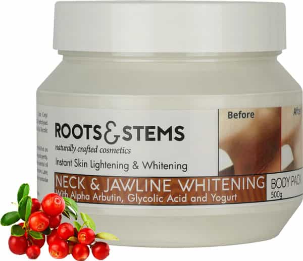 Roots & Stems Neck & Jawline Whitening Body Pack For Skin Tightening Removes Blackness & Scars 500G