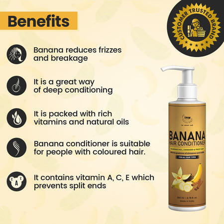 Tnw-The Natural Wash Banana Hair Conditioner For Damaged & Frizzy Hair - 200 Ml