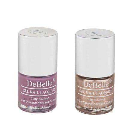 Debelle Gel Nail Polish Combo Set - Mauve Orchid (Dark Mauve) + Pandora (Rose Gold Glitter)|8ml Each