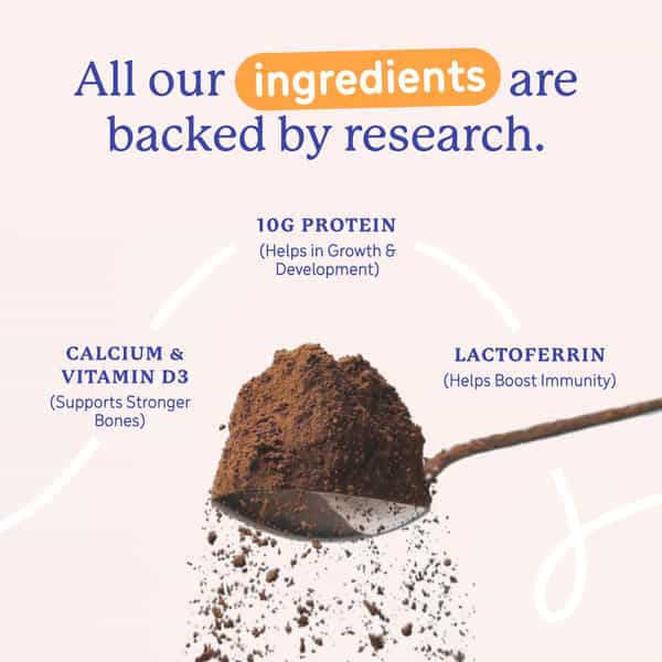 Gritzo Supermilk Growth+ (7-12Y Boys) | 10G Protein (Double Chocolate | 200G) | Zero Refined Sugar
