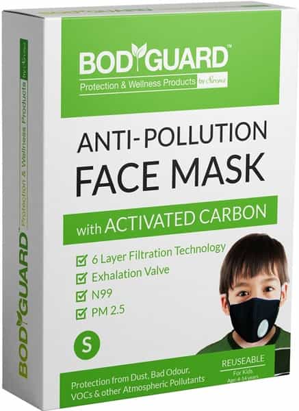 Bodyguard Reusable Anti Pollution Face Mask With Activated Carbon N99 + Pm2.5 For Kids