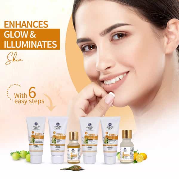 Ayouthveda Vitamin C Six Steps Facial Kit With Herbal Extracts For Bright & Healthy Skin 230 Gm