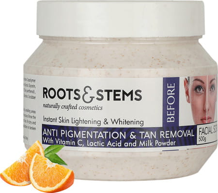 Roots & Stems Anti Pigmentation & Tan Removal Body Scrub For Deep Exfoliation Whitening Skin 500gm