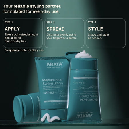 Arata Styling Hair Cream | Niacinamide | Medium Hold & Frizz Control | 100 Ml
