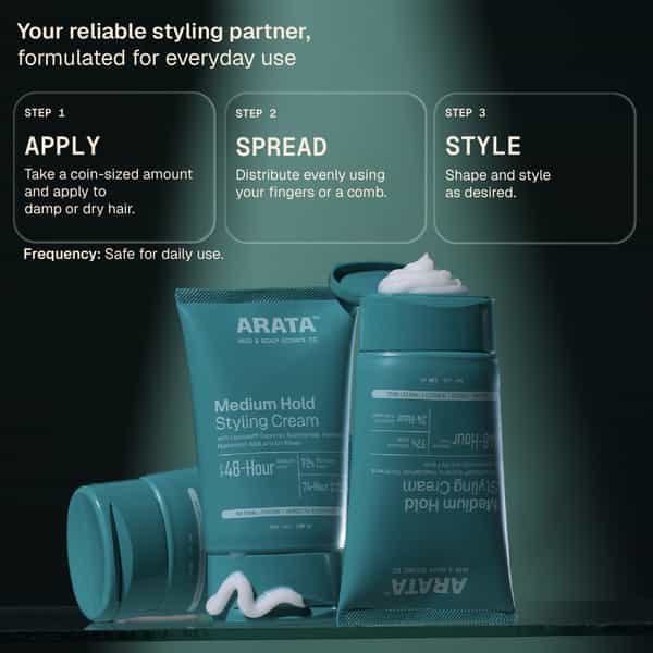 Arata Styling Hair Cream | Niacinamide | Medium Hold & Frizz Control | 100 Ml