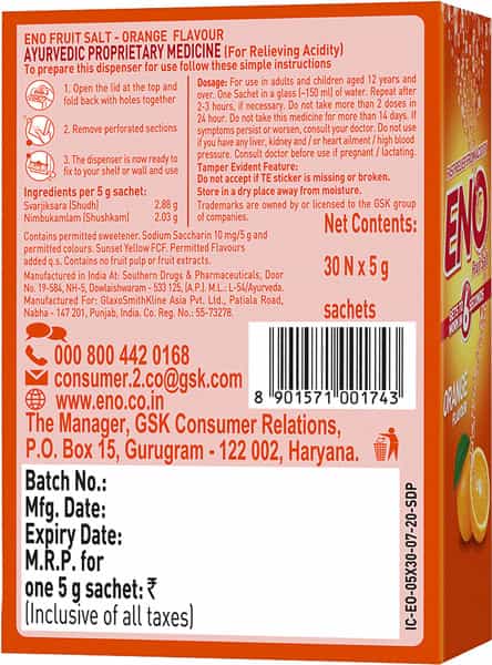Eno Orange Digestive Anatacid 30X5gm