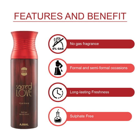 Ajmal Wisal Eau De Parfum 50ml Perfume For Women And Sacred Love Deodorant 200ml For Women