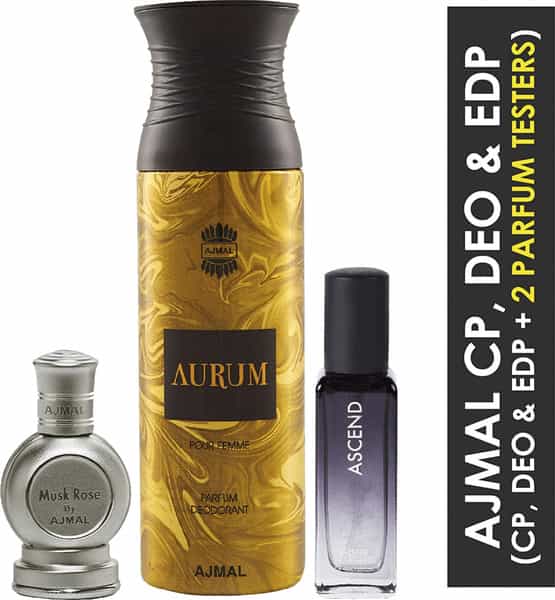 Ajmal Musk Rose Cp 12Ml And Aurum Cp 10Ml & Ascend Edp 20Ml (Total 42Ml)