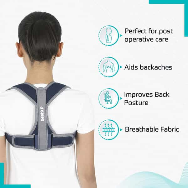 Beatxp Clavicle Brace Posture Corrector With Adjustable Strap For Men & Women In (Medium) Size