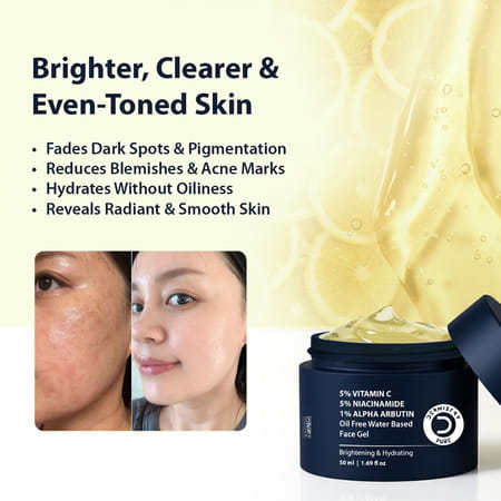 Dermistry Vitamin C Niacinamide Alpha Arbutin Oil Free Water Based Dark Spots Removal Face Gel 50ml