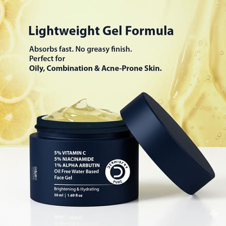 Dermistry Vitamin C Niacinamide Alpha Arbutin Oil Free Water Based Dark Spots Removal Face Gel 50ml