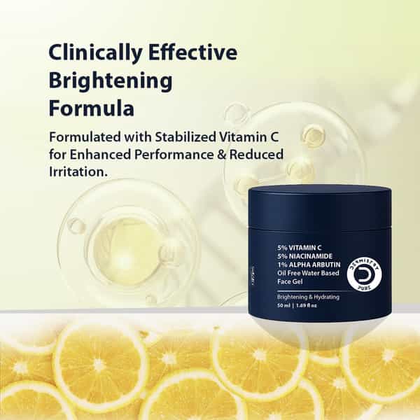 Dermistry Vitamin C Niacinamide Alpha Arbutin Oil Free Water Based Dark Spots Removal Face Gel 50Ml