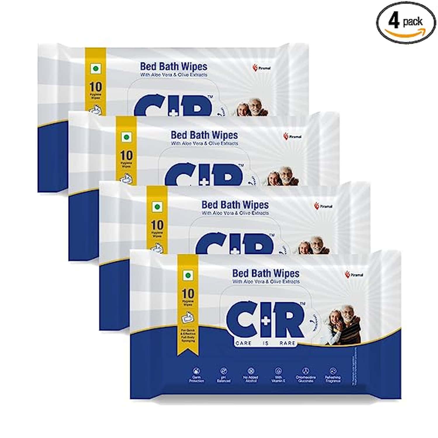 Cir Soft Body Cleansing Wet Bed Bath Wipes For Adults | Extra Large | 10 Wipes/Pack (Pack Of 4)