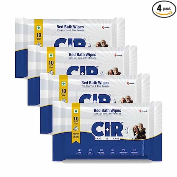 Cir Soft Body Cleansing Wet Bed Bath Wipes For Adults | Extra Large | 10 Wipes/Pack (Pack Of 4)
