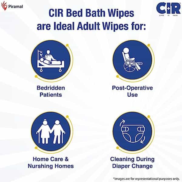 Cir Soft Body Cleansing Wet Bed Bath Wipes For Adults | Extra Large | 10 Wipes/Pack (Pack Of 4)