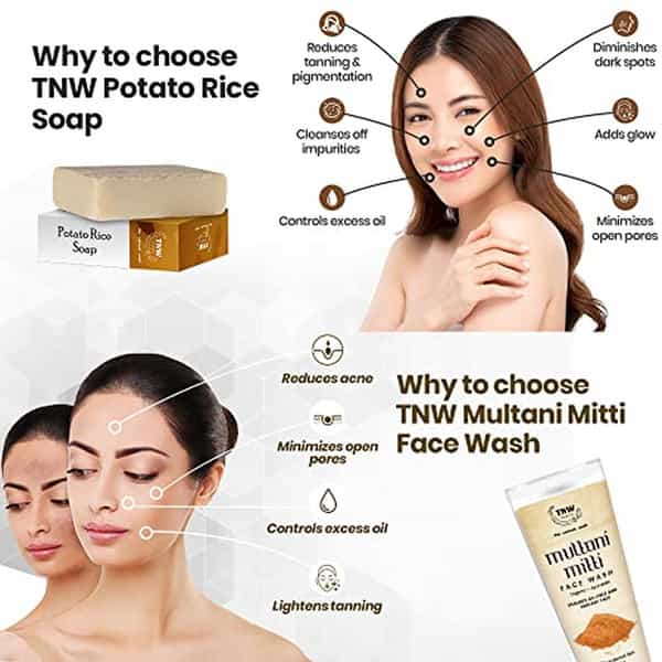 Tnw The Natural Wash Combo Of Multani Mitti Face Wash & Potato Rice Handmade Soap -100 G