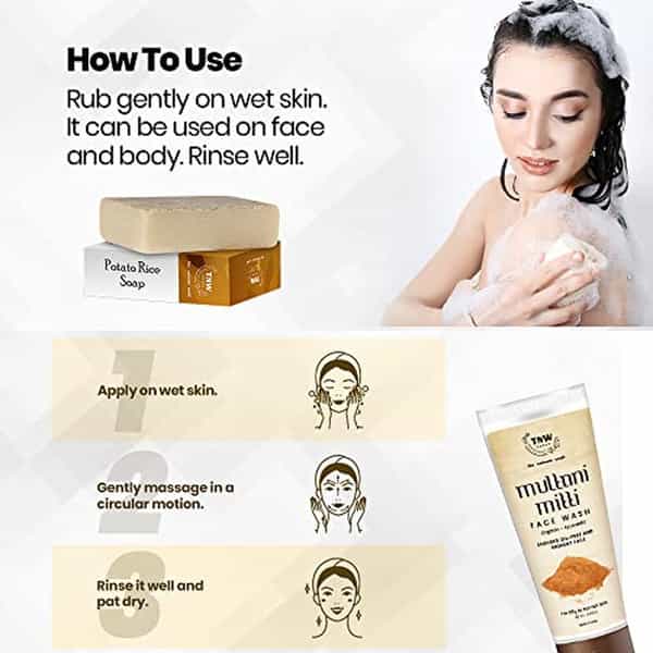 Tnw The Natural Wash Combo Of Multani Mitti Face Wash & Potato Rice Handmade Soap -100 G