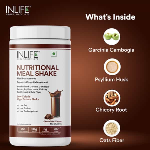 Inlife Meal Replacement Shake For Weight Management,Nutritional Meal Protein Powder,500G(Chocolate)