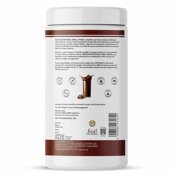 Inlife Meal Replacement Shake For Weight Management,Nutritional Meal Protein Powder,500G(Chocolate)