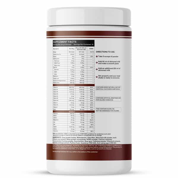 Inlife Meal Replacement Shake For Weight Management,Nutritional Meal Protein Powder,500G(Chocolate)