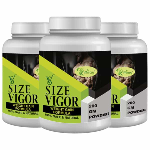 Riffway Size Vigor Weight Gain Powder | Controlled Calorie Contentfor Gradual Weight Gain (3X200gm)