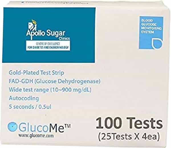 Apollo Sugar Smart Glucometer Kit (With Free 100 Gold Plated Test Strips)