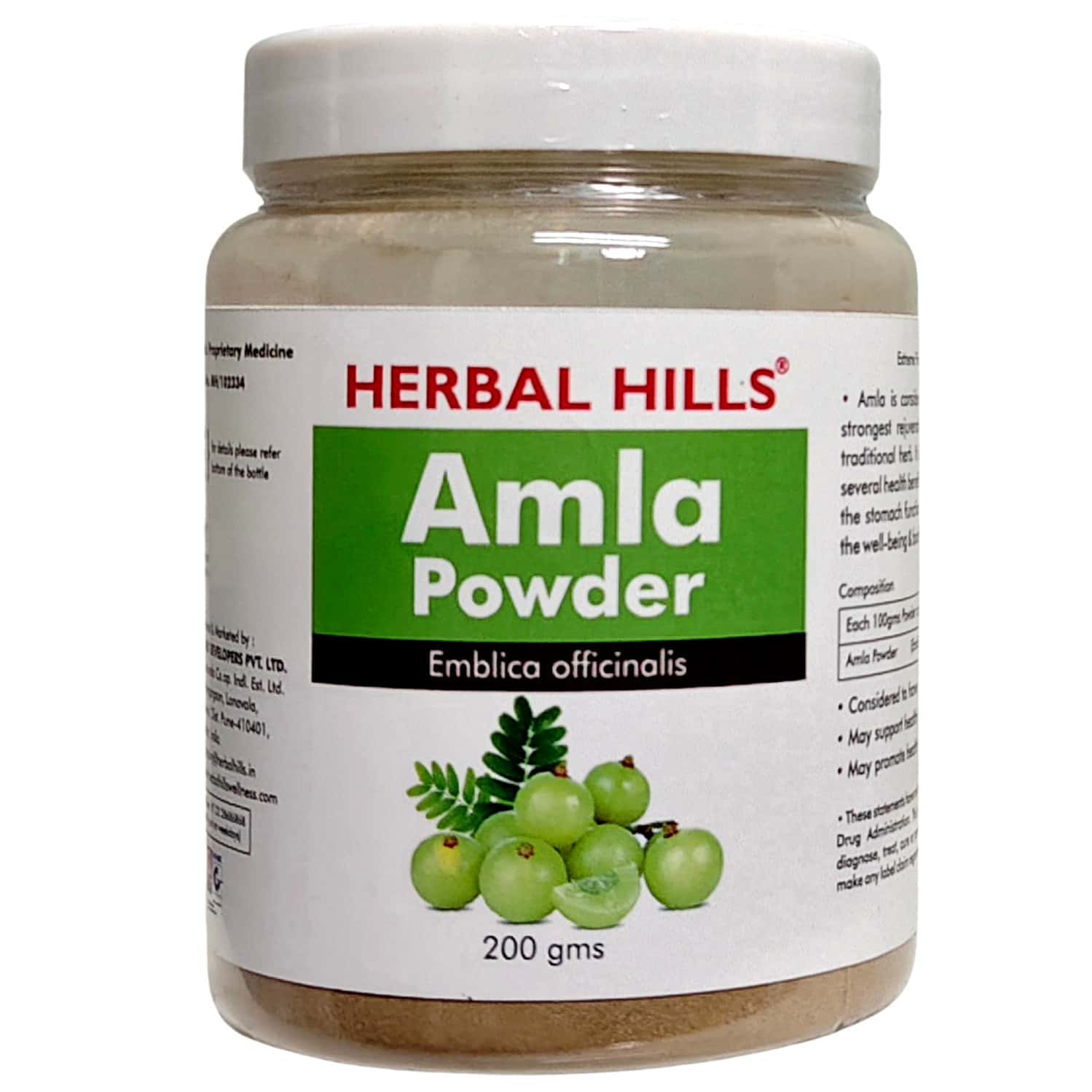 Herbal Hills Amla Powder Edible For Hair Growth Skin Care 200 Gms (pack Of 5)