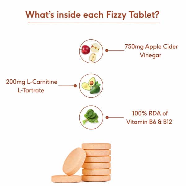 Hk Vitals Apple Cider Vinegar + L Carnitine (Orange | 15 Effervescent Tablets