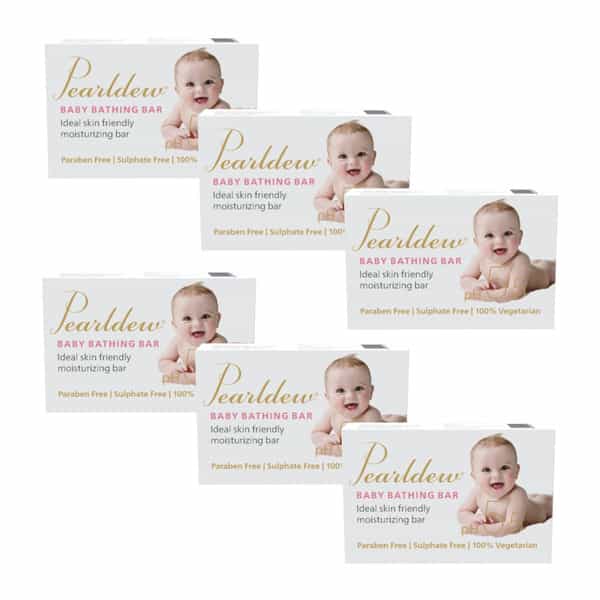 Pearldew Baby Bathing Bar 75 Gm | With Aloe Vera & Jojoba Oil | Paraben Free (Pack Of 6)
