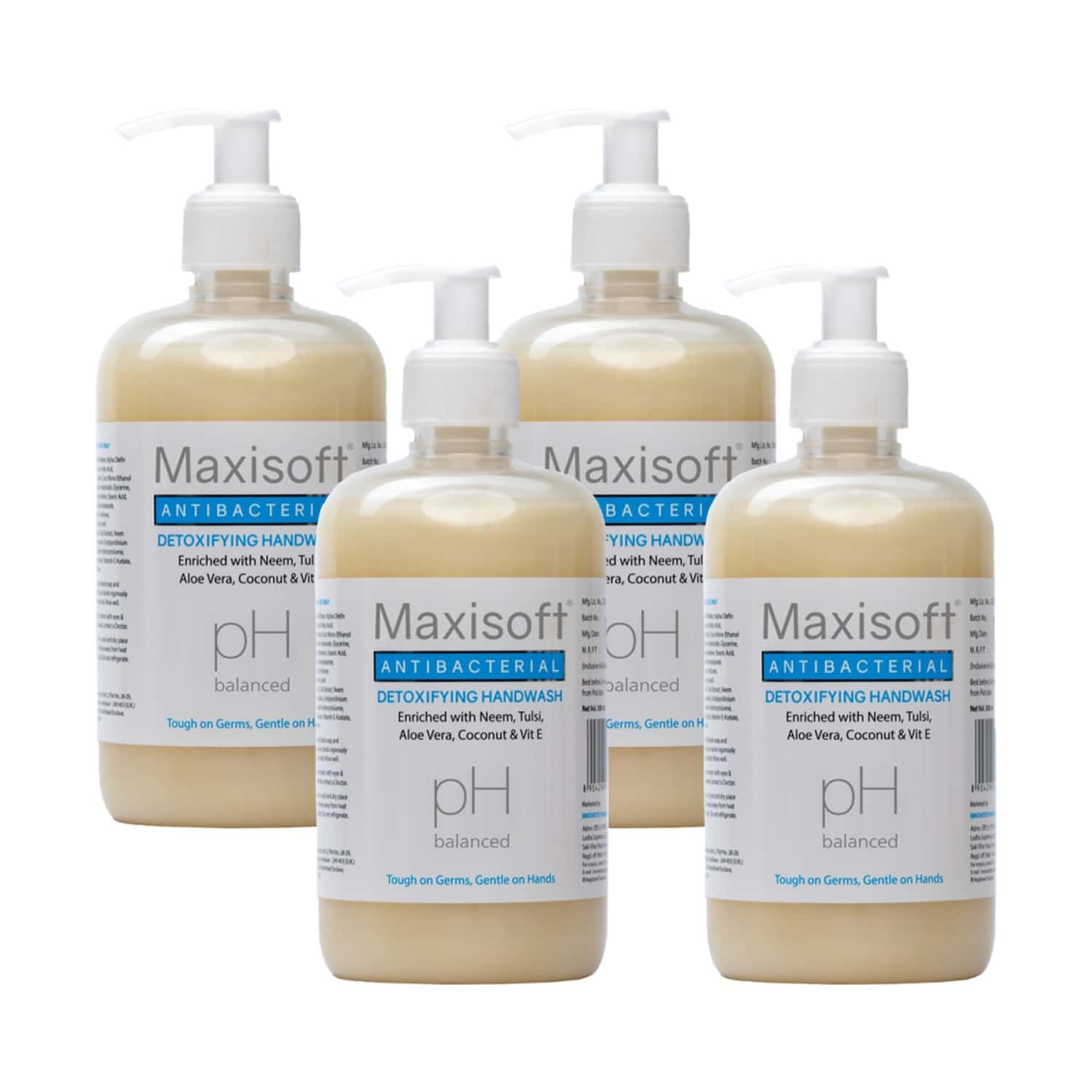 Maxisoft Antibacterial Detoxifying | Ph Balanced | Hand Wash | Bottle | 500 Ml | Pack Of 4