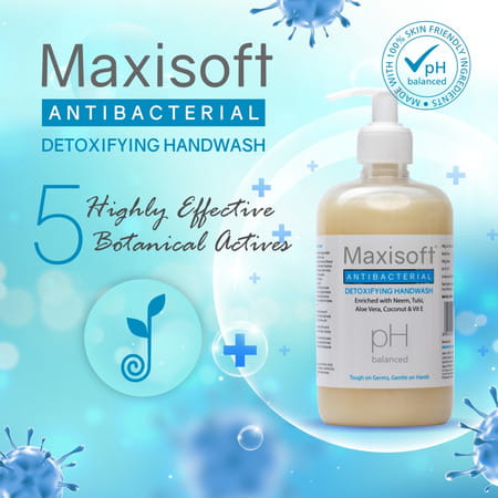 Maxisoft Antibacterial Detoxifying | Ph Balanced | Hand Wash | Bottle | 500 Ml | Pack Of 4