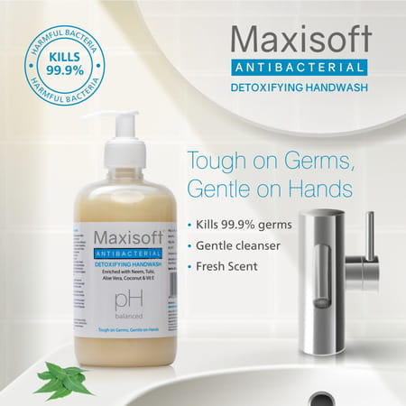 Maxisoft Antibacterial Detoxifying | Ph Balanced | Hand Wash | Bottle | 500 Ml | Pack Of 4