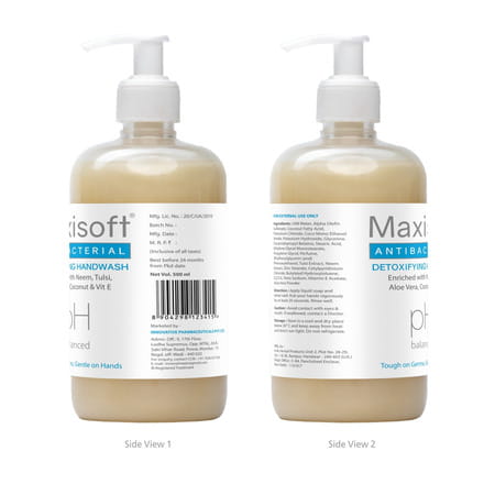 Maxisoft Antibacterial Detoxifying | Ph Balanced | Hand Wash | Bottle | 500 Ml | Pack Of 4