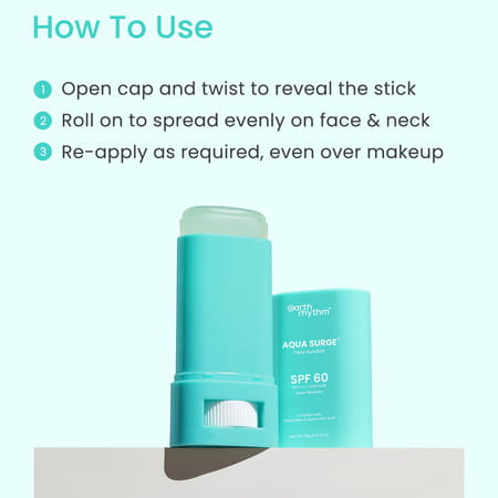Earth Rhythm Aqua Sunscreen Stick Spf 60 | Pa++++ No White Cast |Hyaluronic | Men & Women - 20 Gm