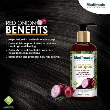 Medimade Red Onion And Black Seed Hair Growth Shampoo - 300 Ml X 2 ( Pack Of 2 )
