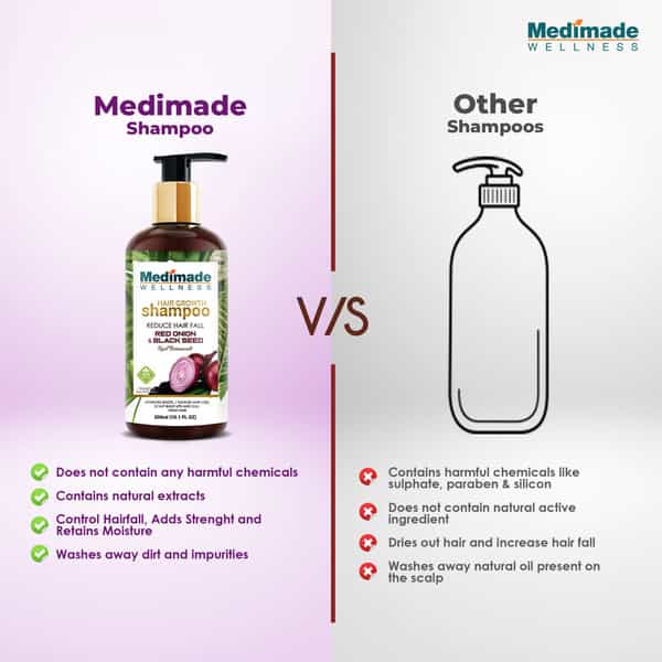 Medimade Red Onion And Black Seed Hair Growth Shampoo - 300 Ml X 2 ( Pack Of 2 )