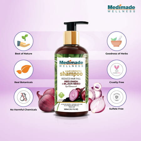 Medimade Red Onion And Black Seed Hair Growth Shampoo - 300 Ml X 2 ( Pack Of 2 )