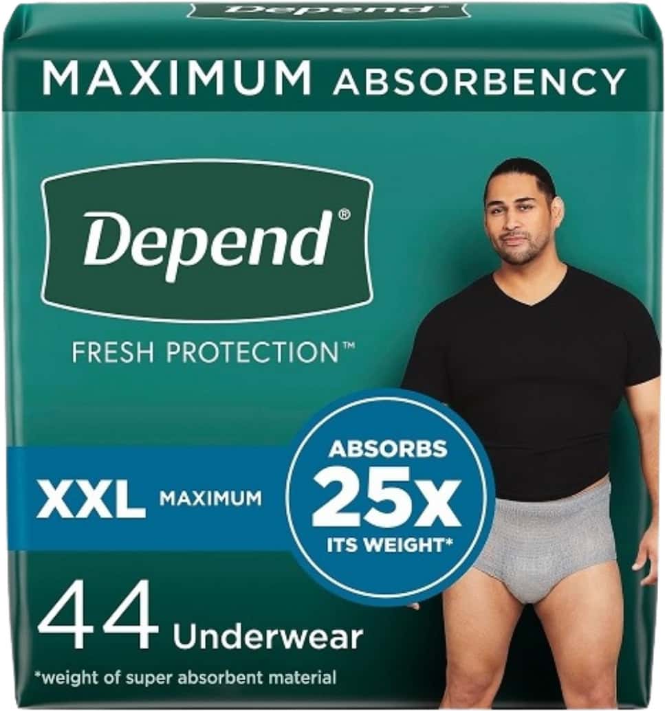 Depend Fit-Flex Incontinence Underwear For Men| Maximum Absorbency| Disposable| Xxl| Grey| 44 Count